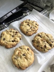 Fresh out of the oven baked chunky chip cookies